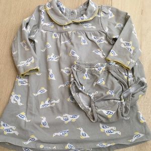 Mini Boden Grey Duck Cotton Dress with Bloomers